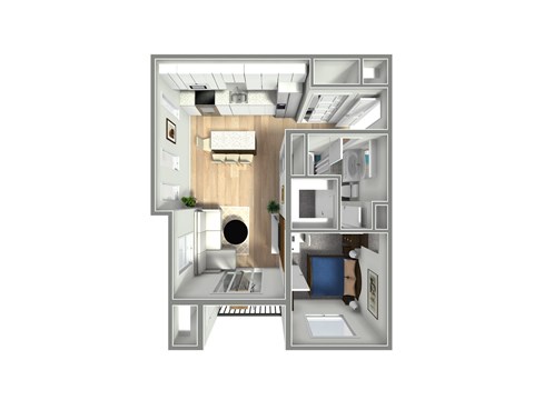 Floor plan for 1 bed, 1 bath, 870 sqft